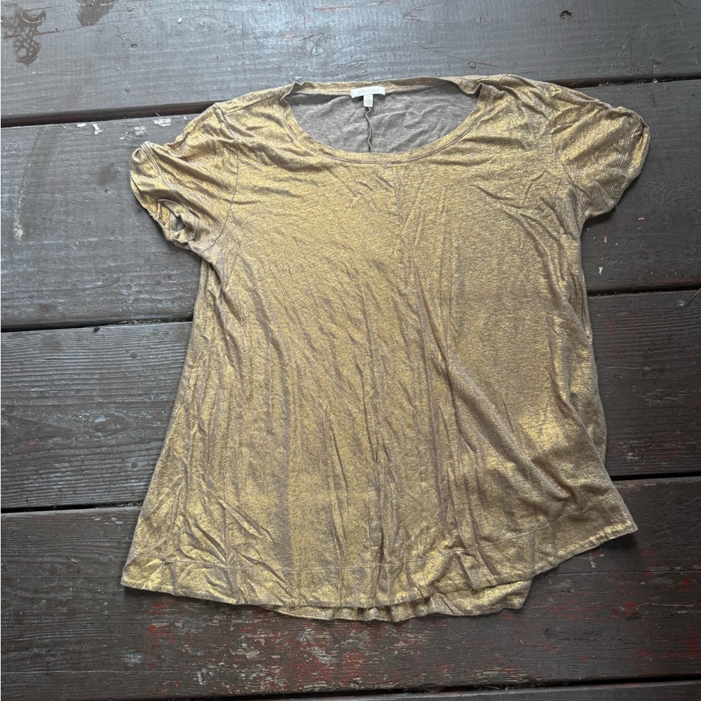 Bordeaux Metallic Gold Short Sleeve Top